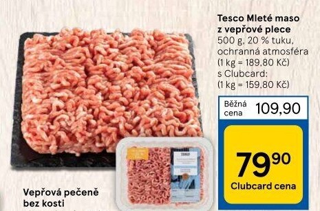 Maso mleté vepřové z plece Tesco