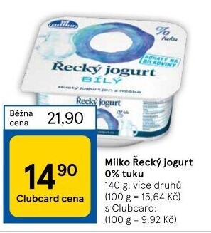 Ochucený jogurt řecký 0% Milko