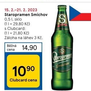 Pivo světlé výčepní 10° Smíchov Staropramen