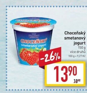 Jogurt smetanový ochucený Choceňský