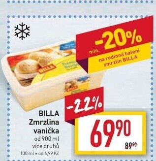 Zmrzlina ve vaničce Billa