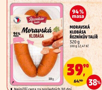 Moravská klobása Řezníkův talíř