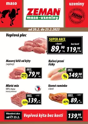 akční leták ZEMAN maso - uzeniny 20.2.2023-25.2.2023