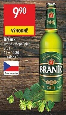 Pivo světlé výčepní 10° Braník