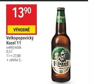 Pivo světlý ležák 11° Medium Velkopopovický Kozel