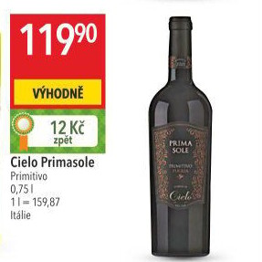Víno Primitivo Primasole Cielo