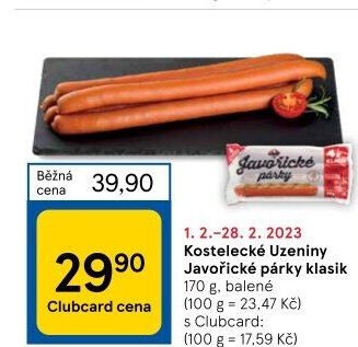 Párky javořické Kostelecké uzeniny