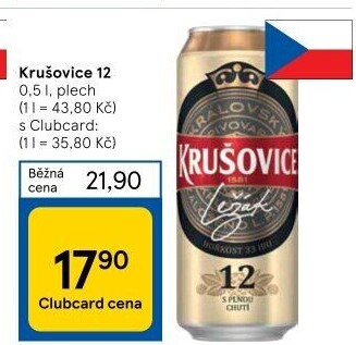 Pivo světlé Královský ležák 12° Krušovice