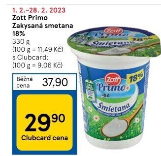 Smetana zakysaná 18% Primo Zott