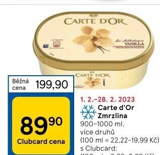 Zmrzlina ve vaničce Carte D'