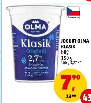 Bílý jogurt Klasik Olma