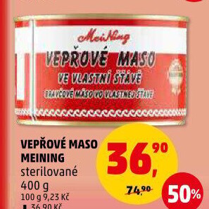 Maso vepřové ve vlastní šťávě Meining