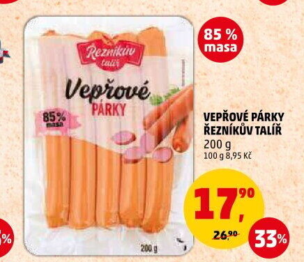 Párky vepřové Řezníkův talíř