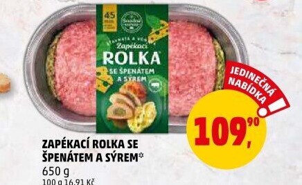 Rolka se špenátem a sýrem Snadné vaření Kostelecké uzeniny