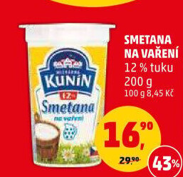 Smetana na vaření Kunín 12%