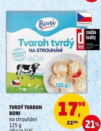Tvaroh tvrdý na strouhání Boni