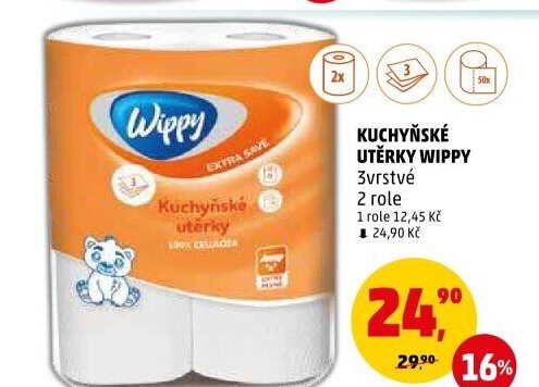 Utěrky kuchyňské 3vrstvé Wippy