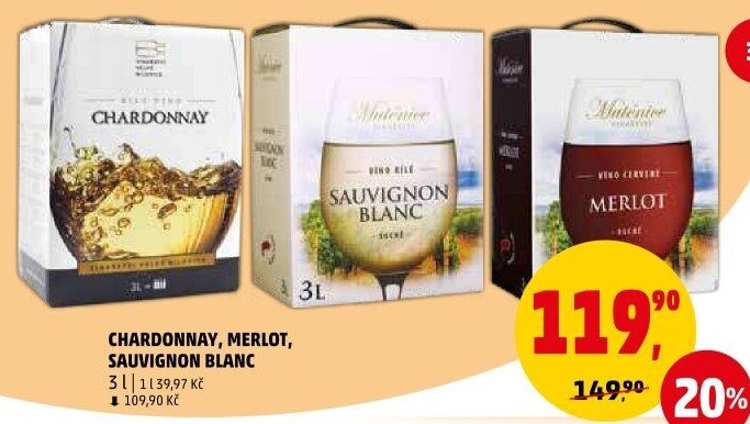 Víno Chardonnay Vinařství Velké Bílovice - bag in box