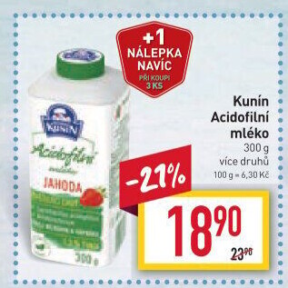 Acidofilní mléko ochucené Kunín
