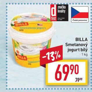 Bílý jogurt smetanový Billa