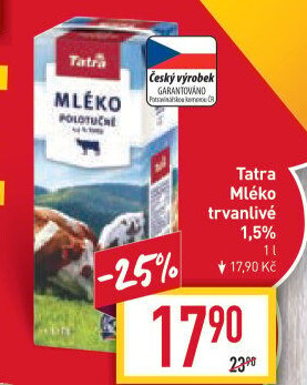 Mléko trvanlivé Tatra - 1,5% polotučné