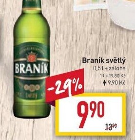 Pivo světlý ležák Braník