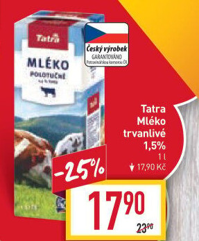 Mléko trvanlivé Tatra - 1,5% polotučné