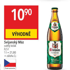 Pivo světlý ležák 11° Svijanský Máz Svijany
