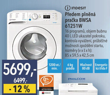 Pračka Indesit BWSA61251WEEN