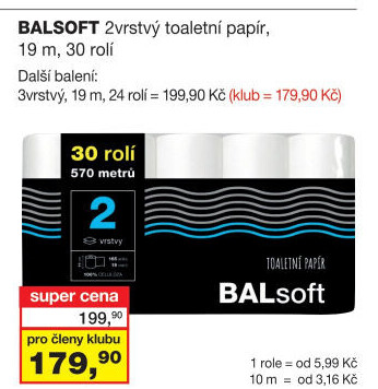 Toaletní papír 2vrstvý BALsoft