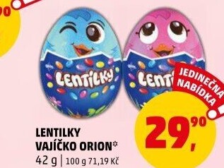 Čokoládové vajíčko s lentilkami Orion