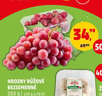 Hrozny růžové bezsemenné