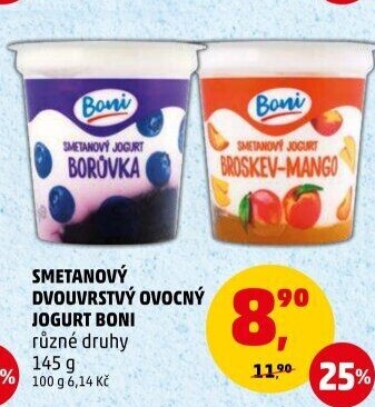 Jogurt smetanový ochucený Boni