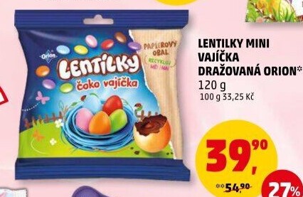 Lentilky plněná vajíčka Mini eggs Orion