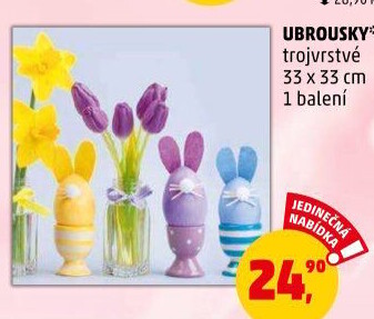 Papírové ubrousky 3vrstvé velikonoční