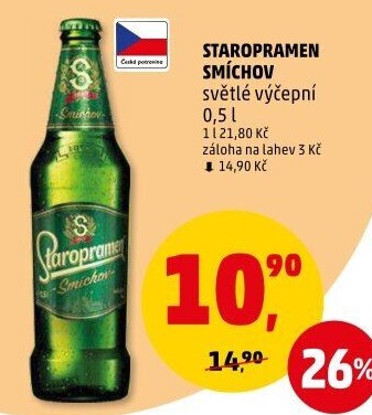 Pivo světlé výčepní 10° Smíchov Staropramen