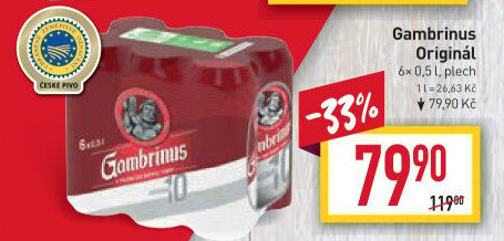 Pivo světlé výčepní Originál 10° Gambrinus