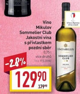 Vína Sommelier Club Víno Mikulov - pozdní sběr
