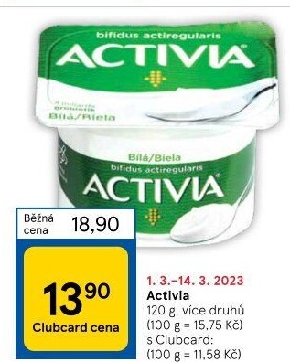 Bílý jogurt Activia Danone