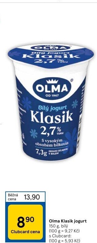 Bílý jogurt Klasik Olma