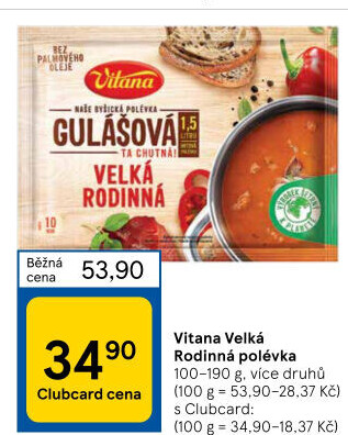 Instantní polévka Velká rodinná Vitana