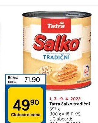Mléko kondenzované Salko Tatra