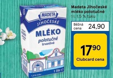 Mléko trvanlivé Jihočeské Madeta - 1,5% polotučné
