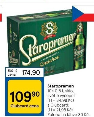 Pivo světlé výčepní 10° Staropramen