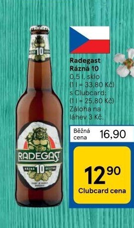 Pivo světlé výčepní Rázná 10° Radegast