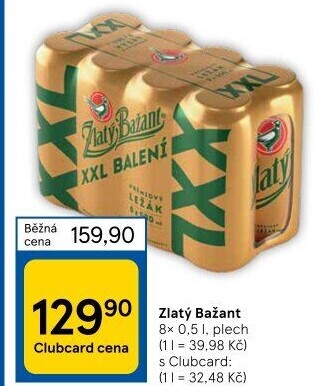 Pivo světlý ležák 12° Zlatý Bažant