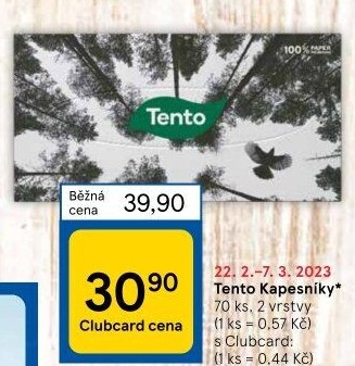Papírové kapesníčky 2vrstvé Tento - box