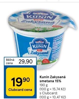 Zakysaná smetana Kunín 15%