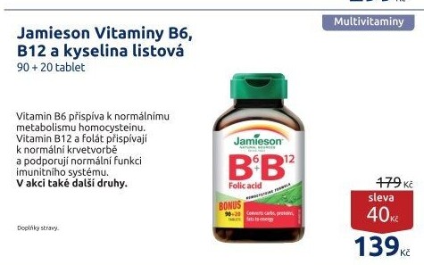 Doplněk stravy Vitamíny B6 a B12+kyselina listová Jamieson