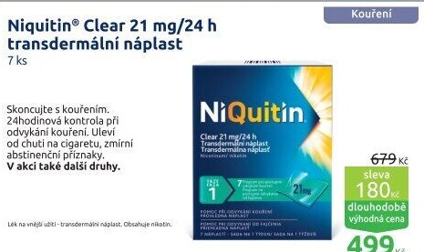 Náplast nikotinová 21 mg Clear NiQuitin